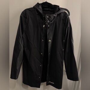 Stutterheim Matte Black Hooded Trench Coat